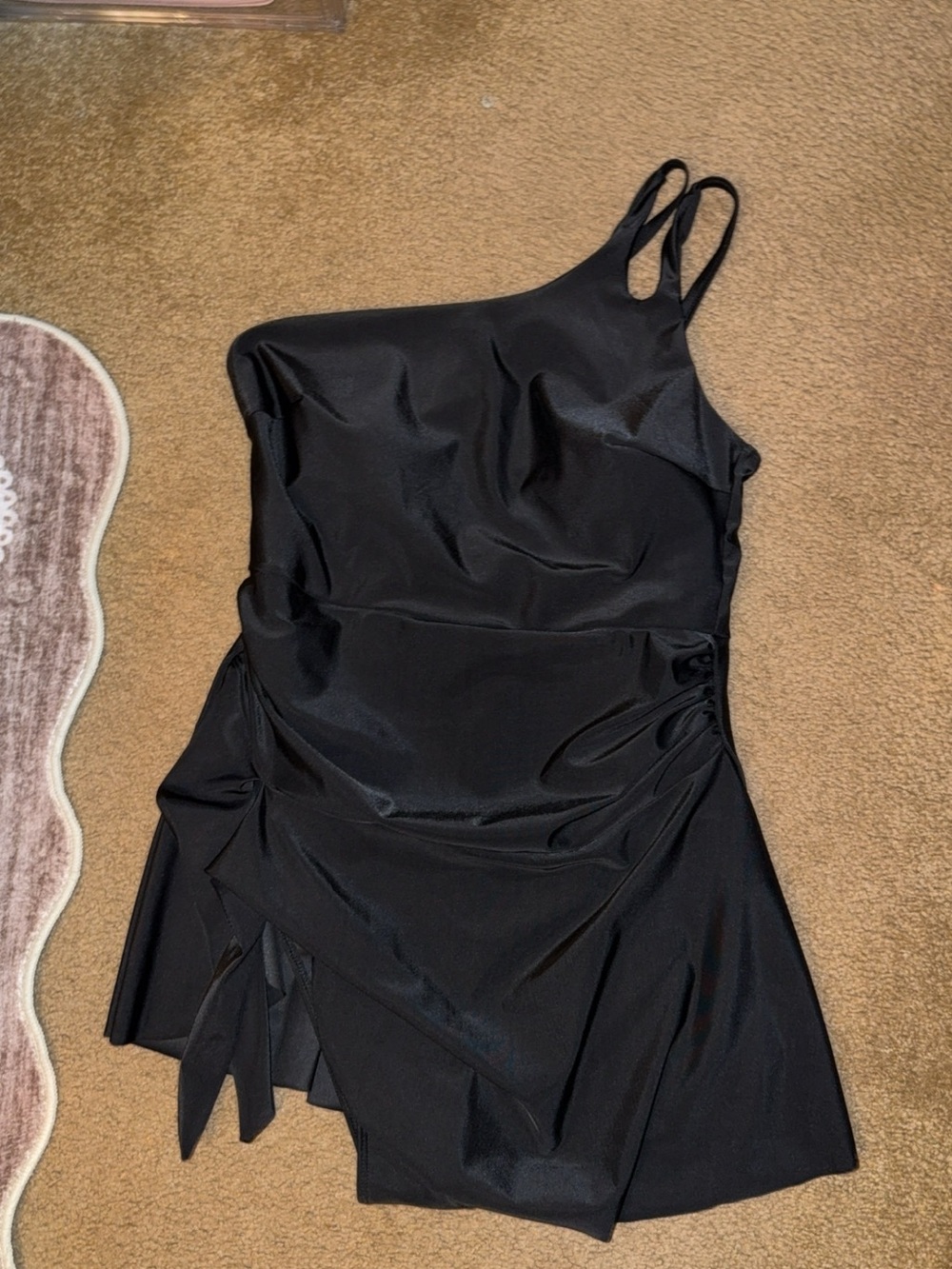 SHEIN Black One-Shoulder One-Piece Swimdress